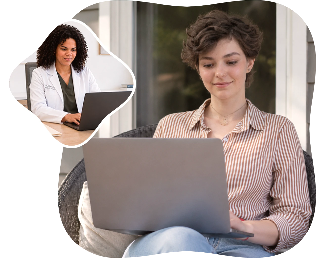 A patient talking with a Circle Medical provider about UTI care over video