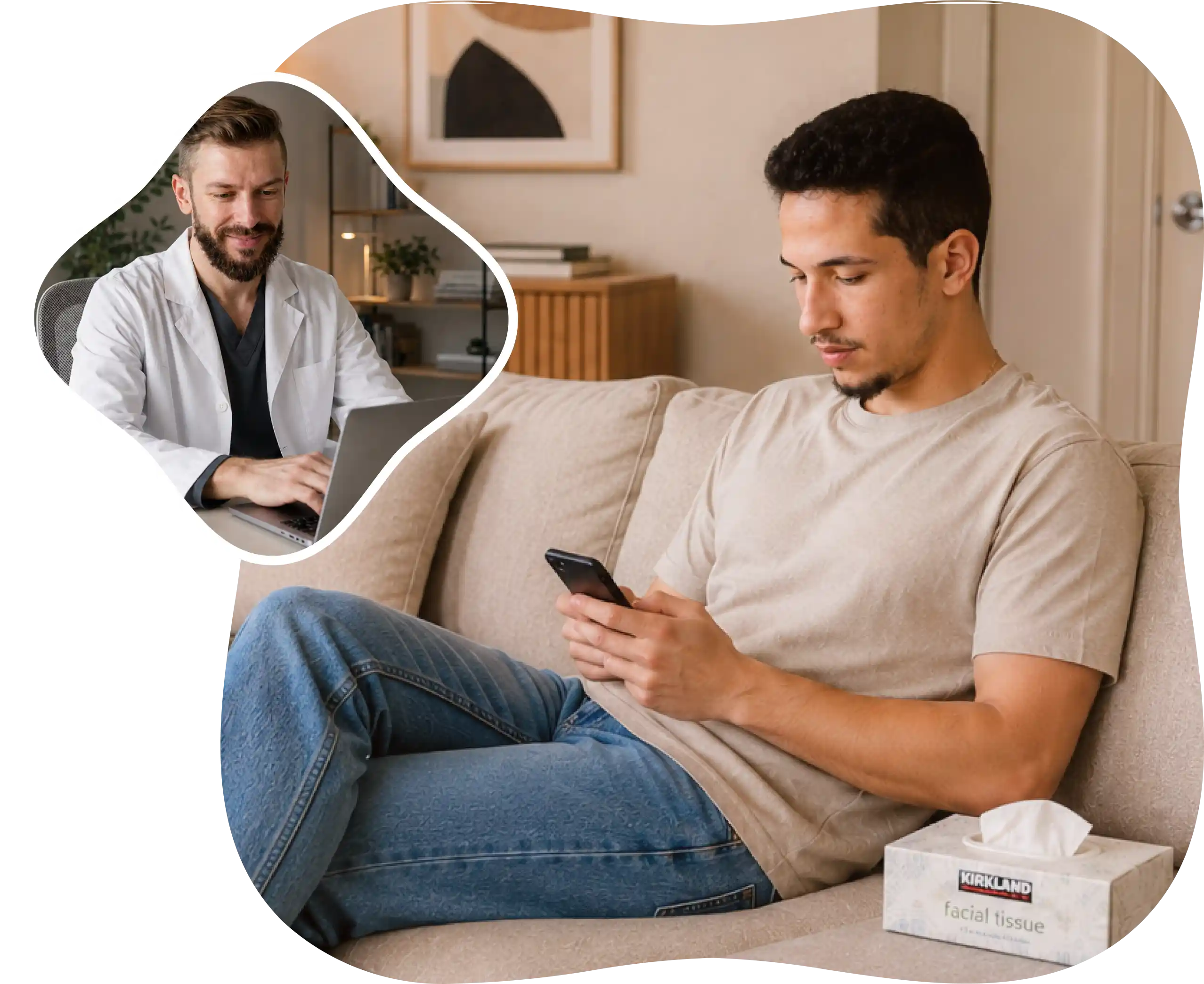 A patient meeting with a Circle Medical provider over video for strep throat care
