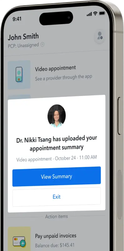 iPhone showing app appointments summary interface